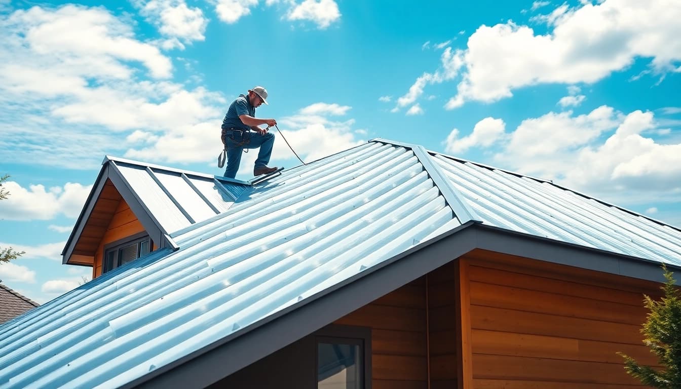 Installers working on metal roofing calgary residence highlighting craftsmanship and materials.
