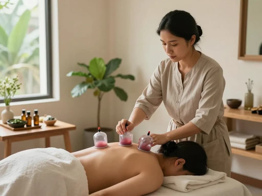 Female-only hijama course demonstration with practitioner and client.