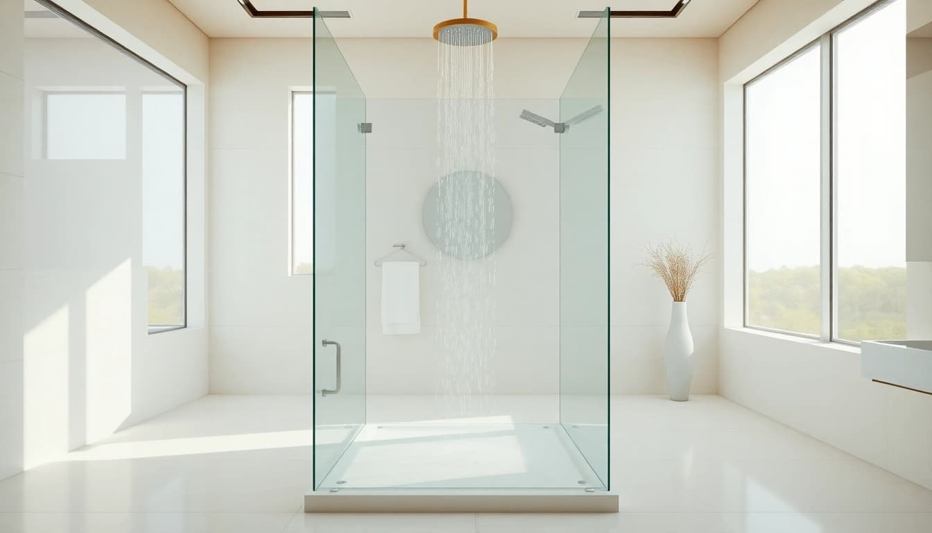 Experience the beauty of elegant showers in a luxurious bathroom setting with serene natural light.