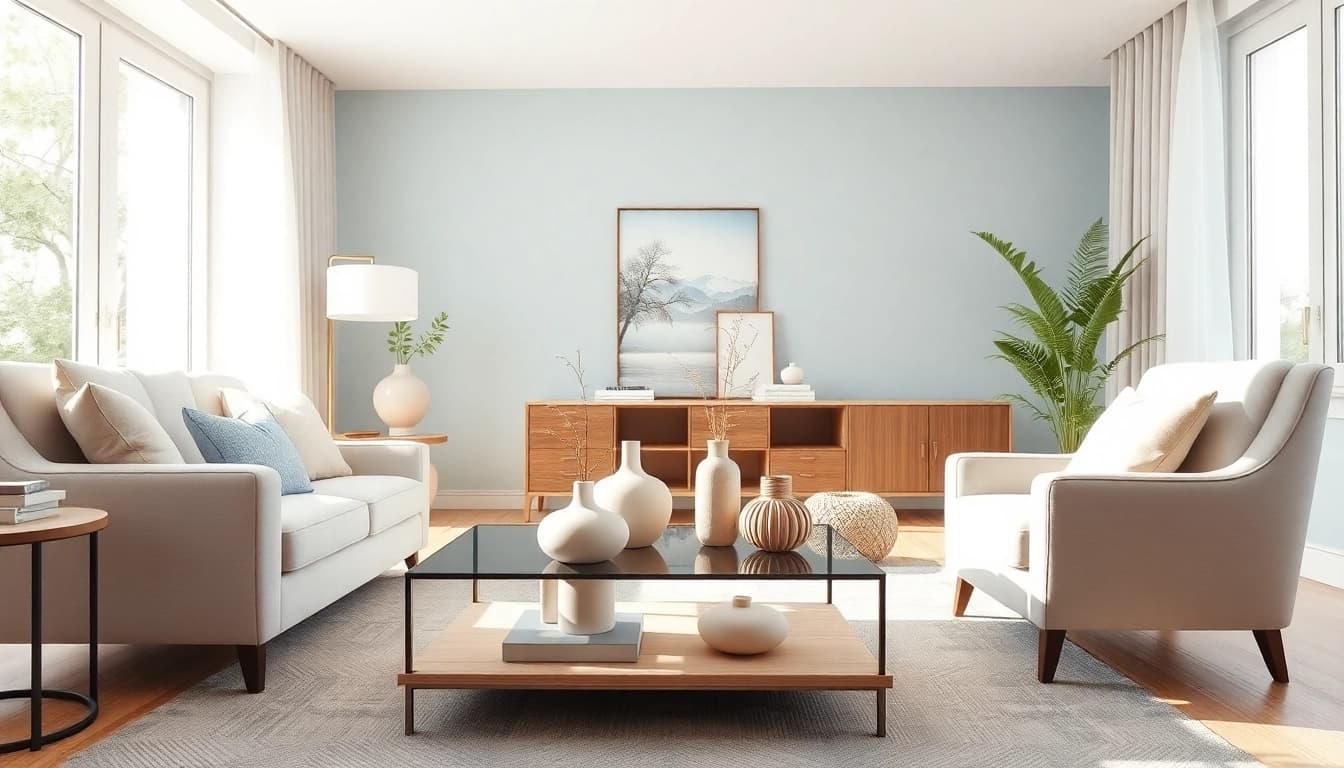Showcasing a stylish living room designed by a Furniture Accessories Supplier with elegant decor elements.