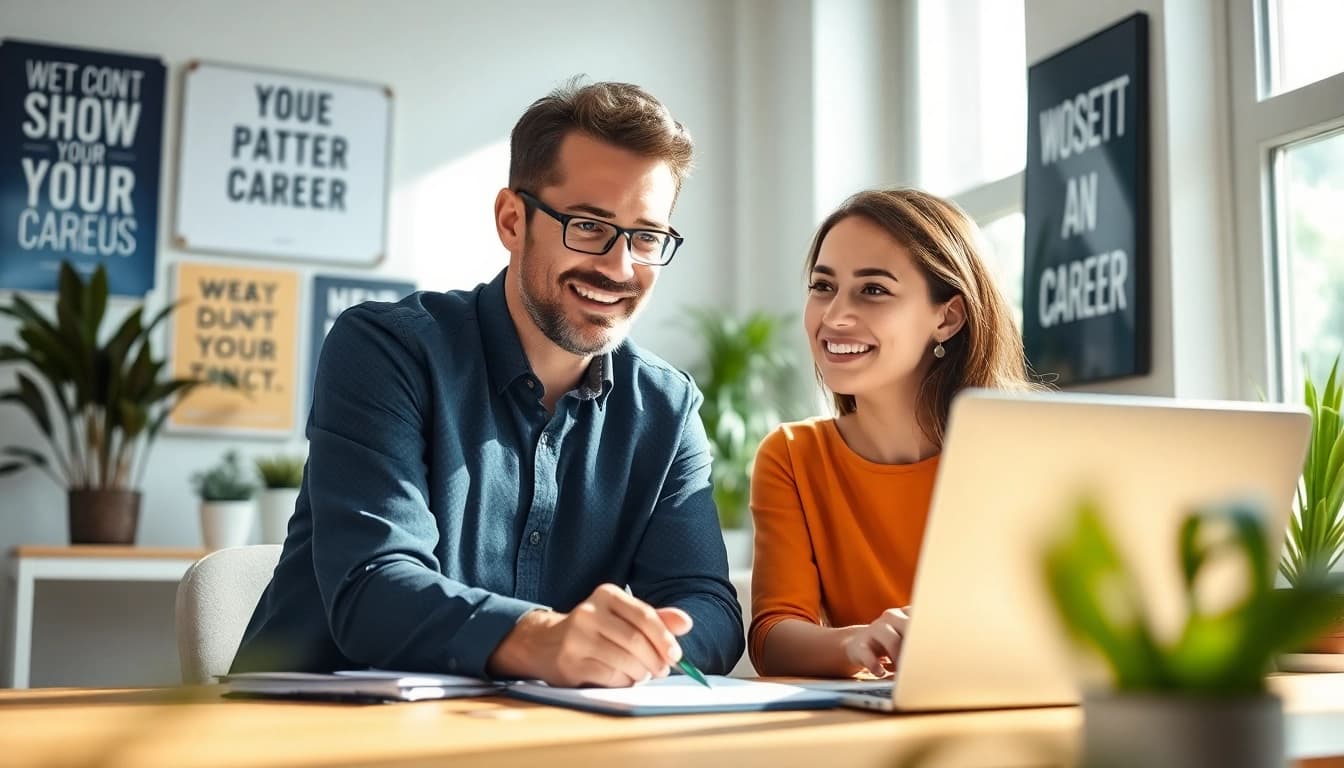How to find my perfect career represented by a career coach assisting a client.