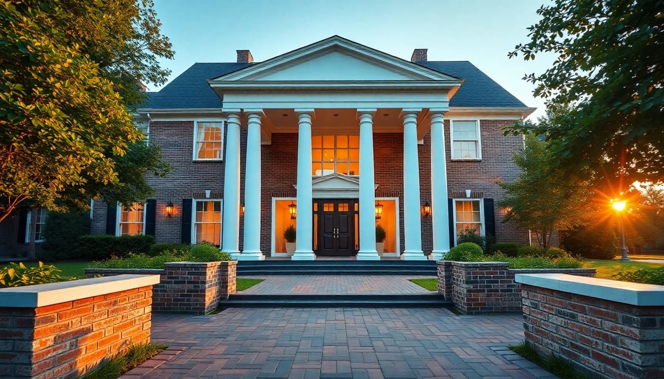 Colonial home addition showcasing elegant columns and inviting windows amidst lush greenery.