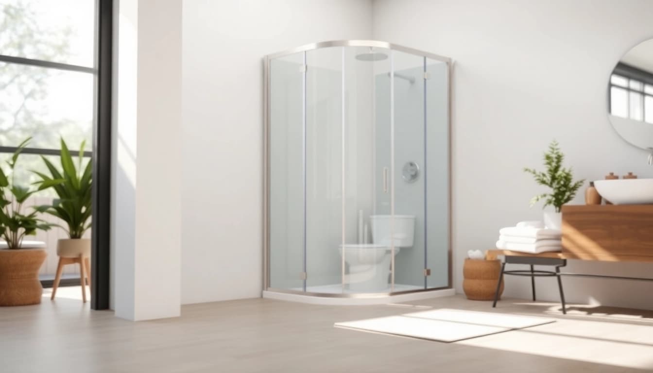 Erleben Sie die sonni Duschkabine 90x90 in einem stilvollen Badezimmer mit elegantem Design und klaren Linien.