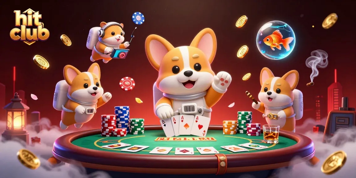 Join the hit club and win big with floating poker chips and astronaut corgi in space!