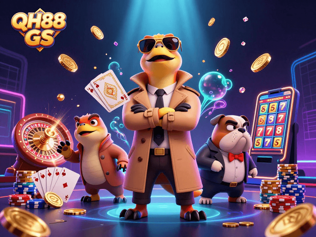 Experience thrills at QH88 GS with raptors in trench coat entering a VIP casino lounge.