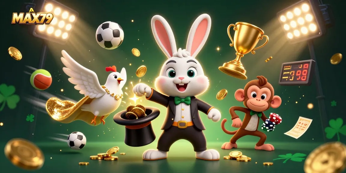 Engage in winning strategies at MAX79 with thrilling casino action featuring a magician, dove, and monkey.