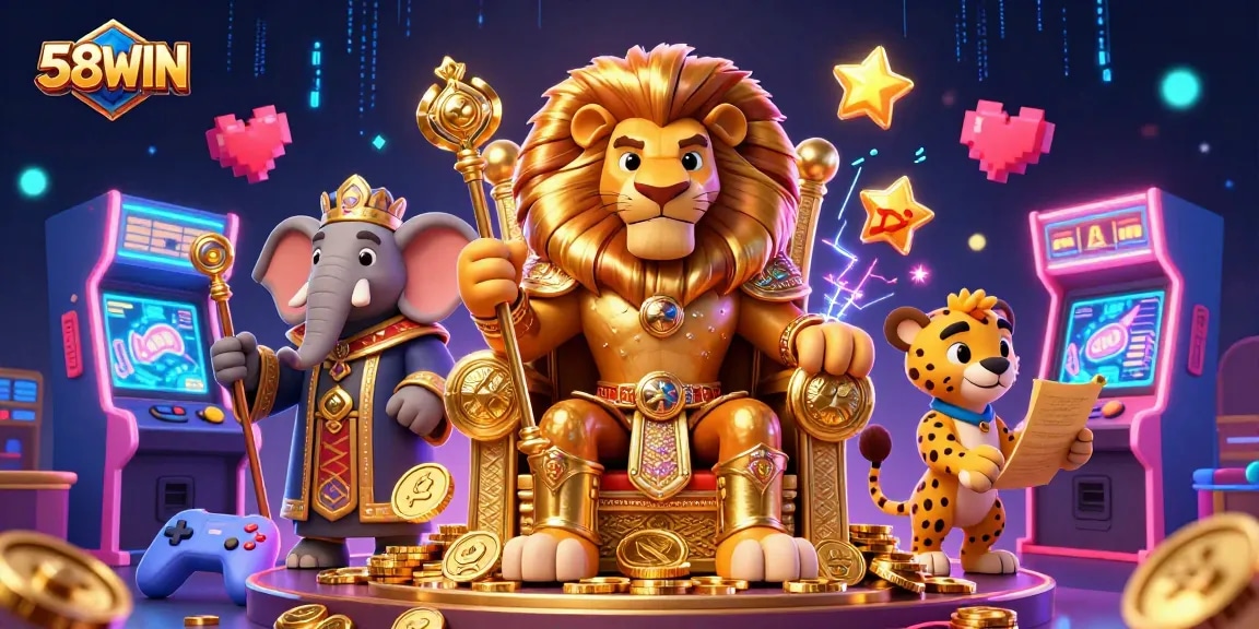 Join the thrilling adventure at 58WIN with regal characters, dynamic gaming elements, and a casino atmosphere.