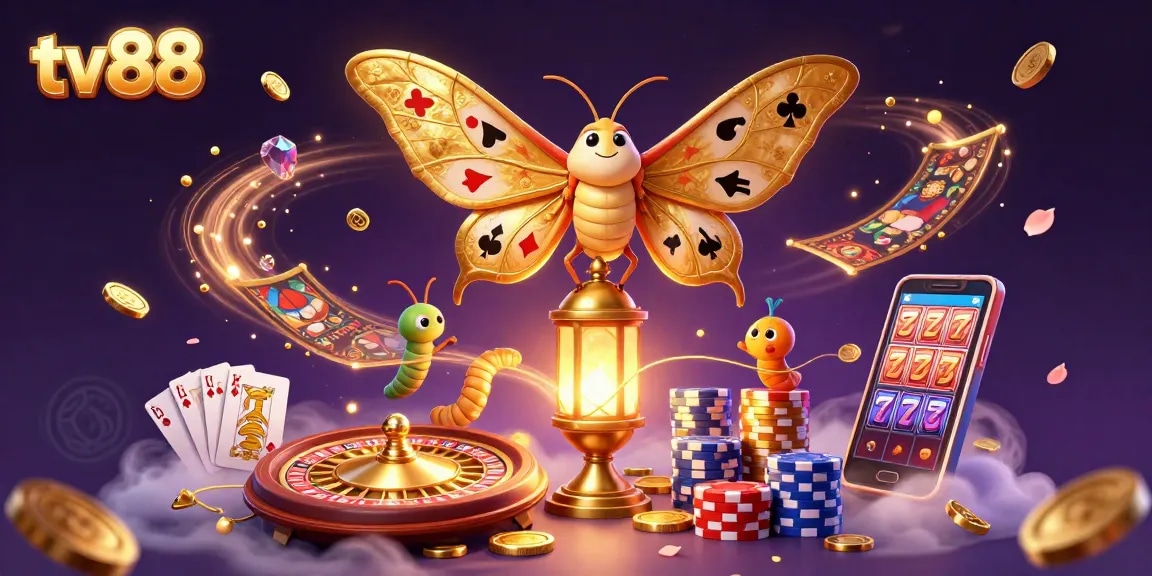 Experience thrilling gaming action with tv88 featuring vibrant casino elements in a rich 3D illustration.