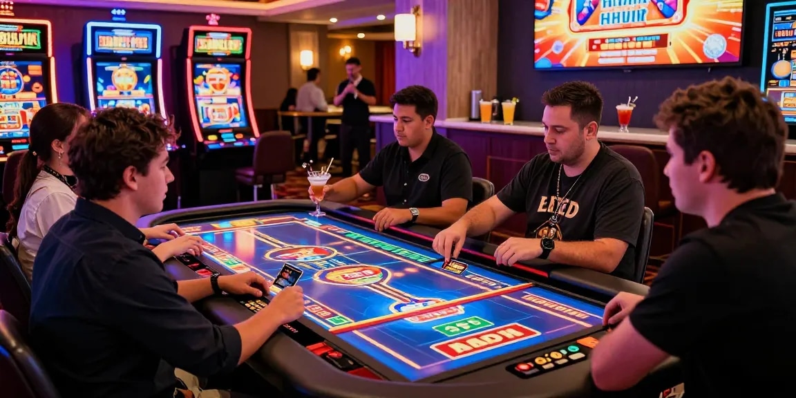 Exciting scene of players enjoying online casinos that accept credit cards, surrounded by vibrant gaming atmosphere and dynamic visuals.