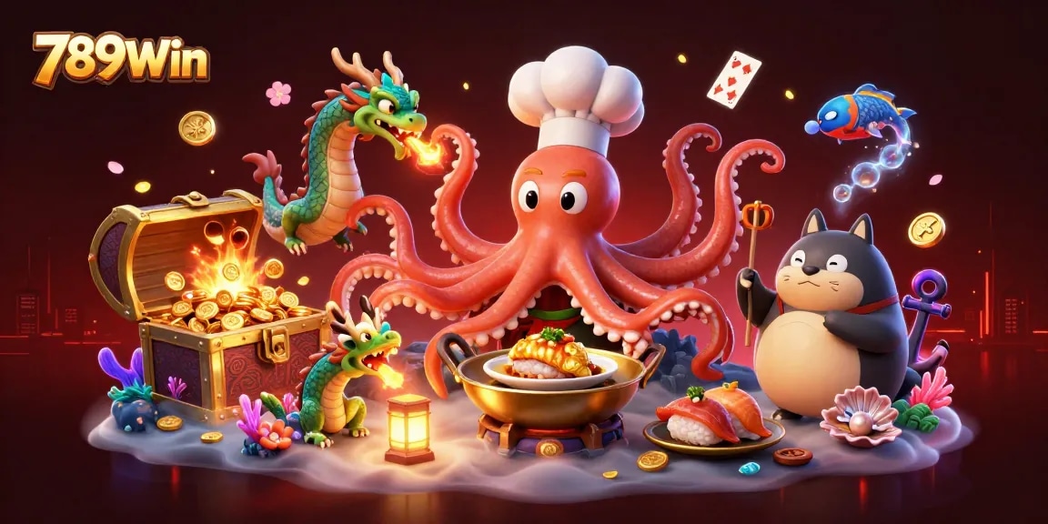 Experience thrilling wins at 789Win with vibrant cartoon casino characters and dynamic game elements