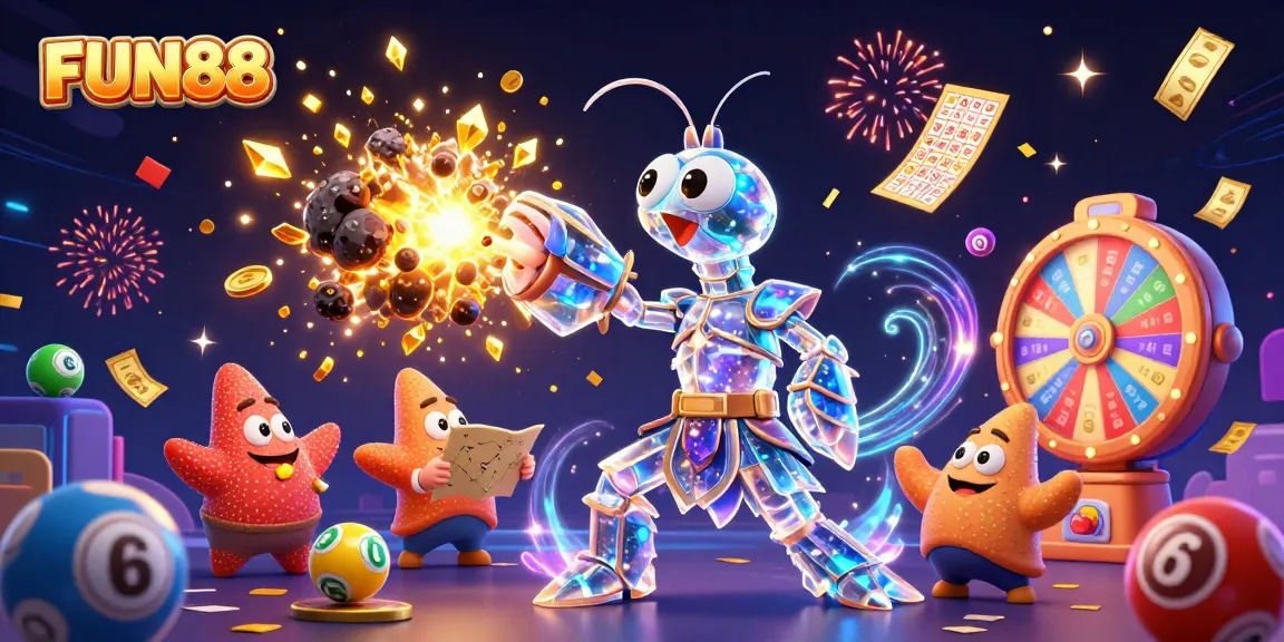 Experience the thrill of FUN88 with vibrant games and winning opportunities in this exciting illustration.