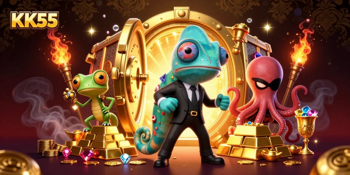 Experience thrilling gameplay at KK55 with engaging casino characters and vibrant treasures