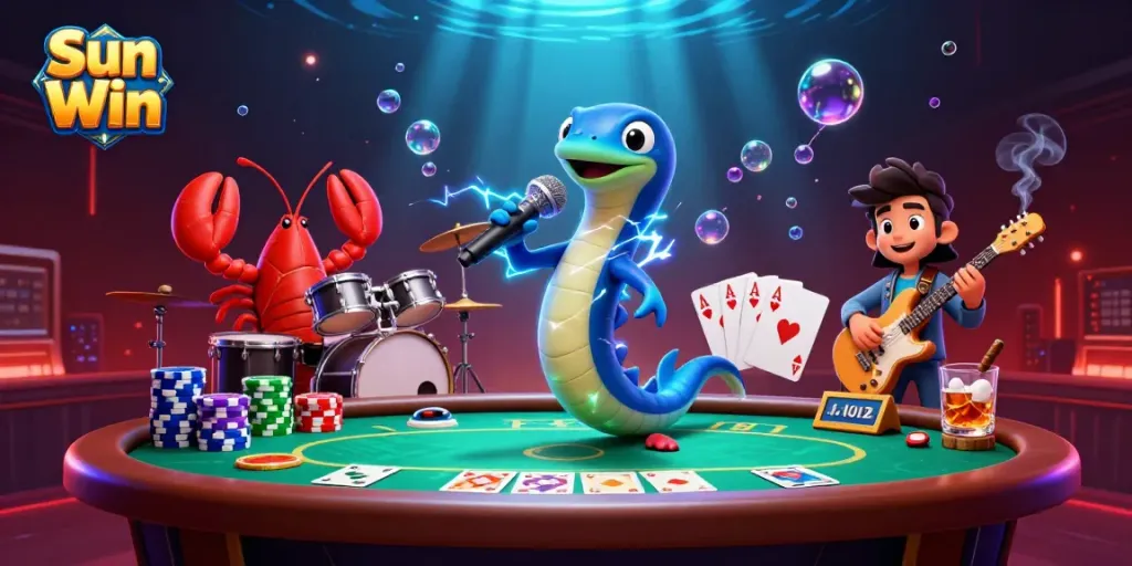 Engage with Sun Win and explore vibrant underwater casino action featuring electric eel DJs.