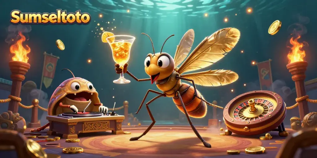 Join the exhilarating gaming experience at sumseltoto with a vibrant casino scene featuring unique characters and elements.