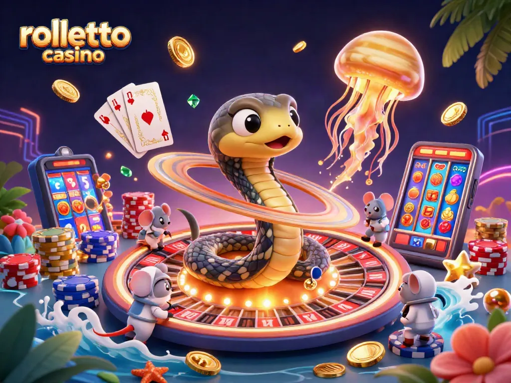 Experience thrilling bets at rolletto casino with a vibrant cosmic illustration of a roulette wheel and playful characters.
