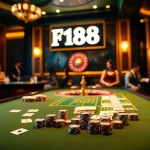 Experience the thrill of F168 at an elegant casino table with poker chips and cards.