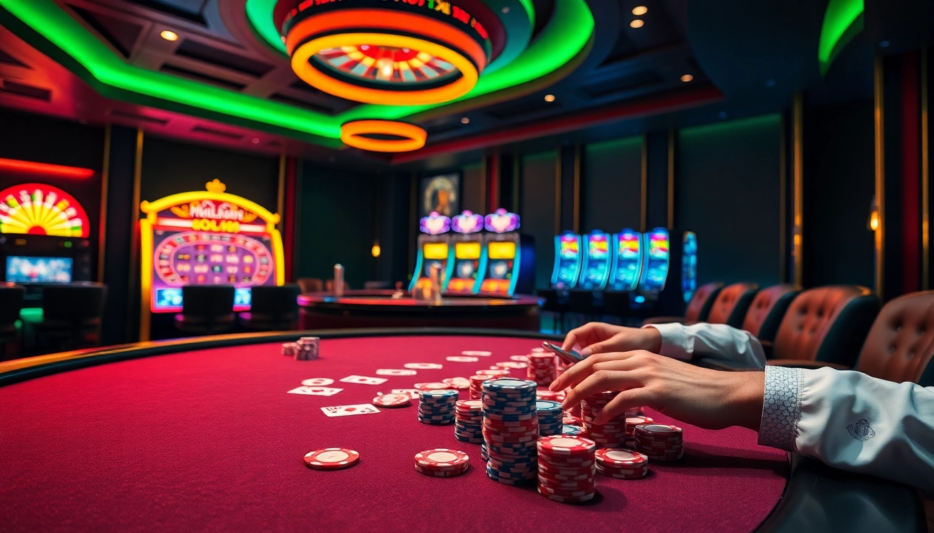 Experience high-stakes gameplay at MB66 casino with vibrant poker and roulette action.