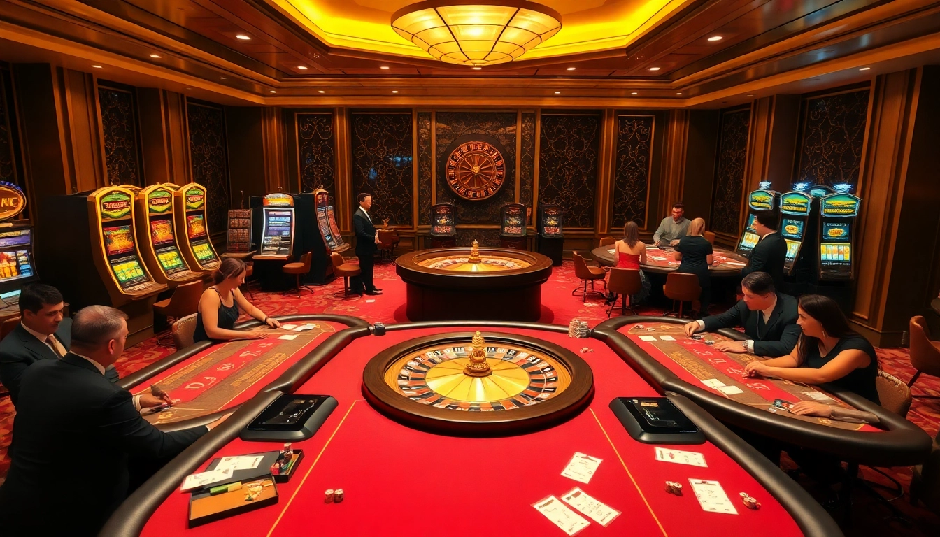 Experience thrilling gameplay with action at https://mmoo8.art/, featuring luxurious casino tables and vibrant slot machines.