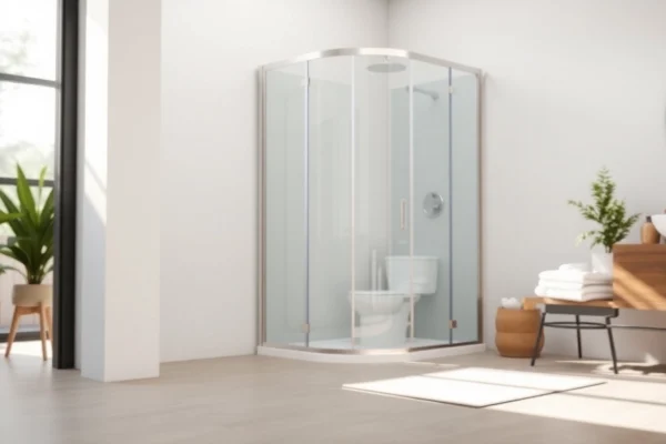 Erleben Sie die sonni Duschkabine 90x90 in einem stilvollen Badezimmer mit elegantem Design und klaren Linien.