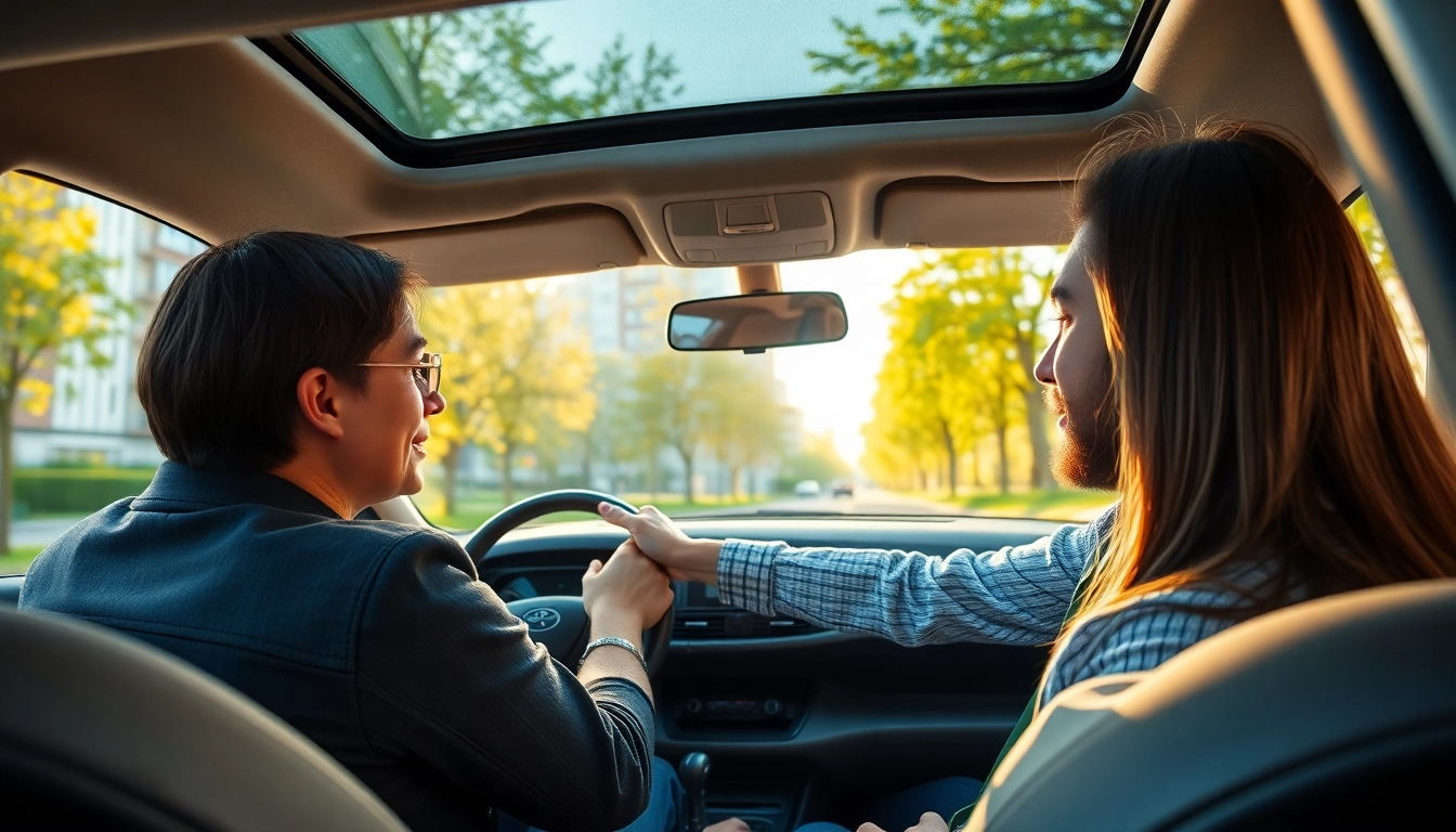 Enhance your skills with automatic driving lessons Portsmouth in a vibrant urban setting.