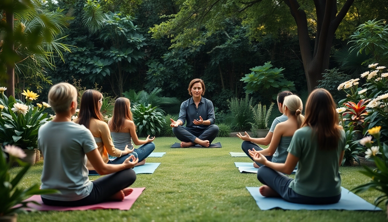 Embrace mental wellness through meditation in a tranquil garden setting.
