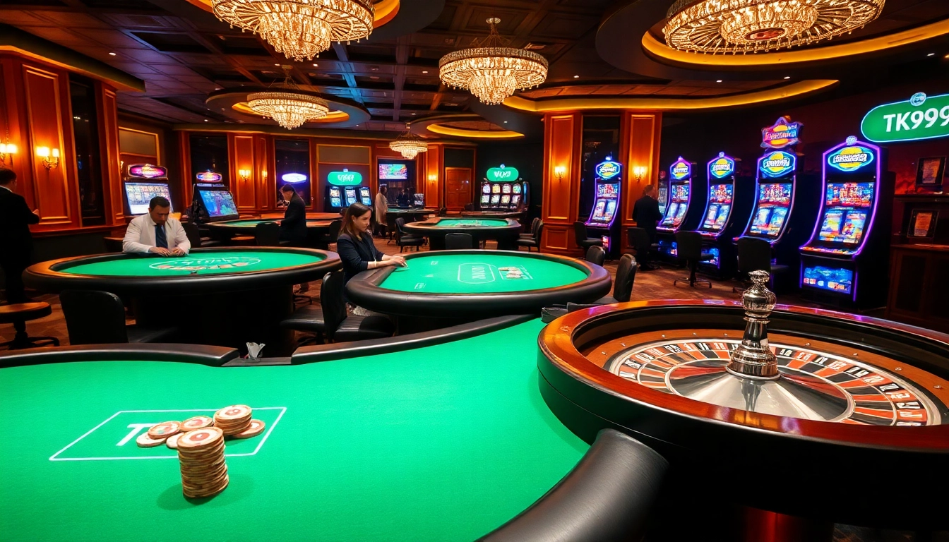 Players enjoying interactive games at TK999 online casino, embodying excitement and luxury.