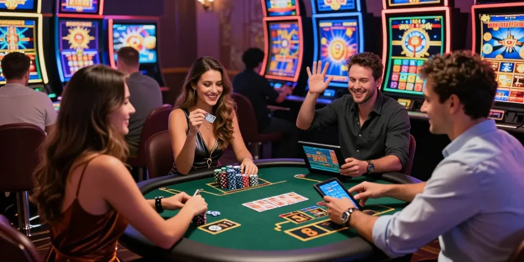 Engaging online casino players at being-there.org.uk, showcasing vibrant credit card gaming experience.