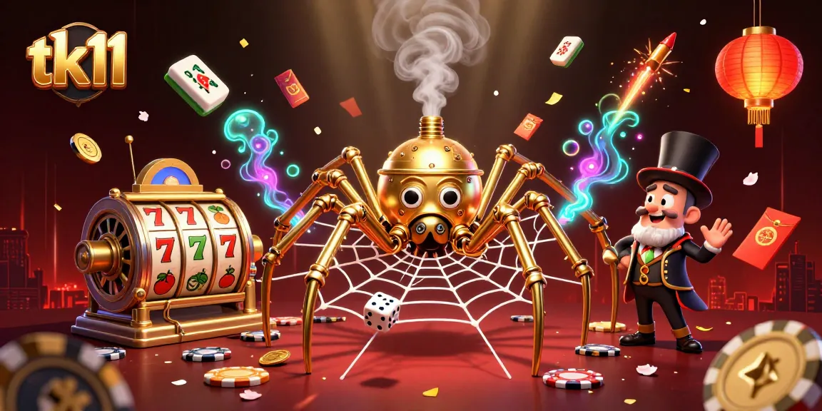 tk11 spins allure with steampunk spider and vibrant gaming elements in a mesmerizing atmosphere