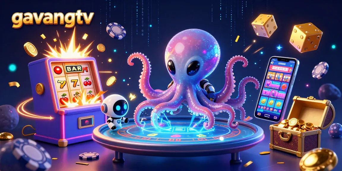 Experience thrilling gameplay at gavangtv with vibrant illustrations of a bustling online casino scene.